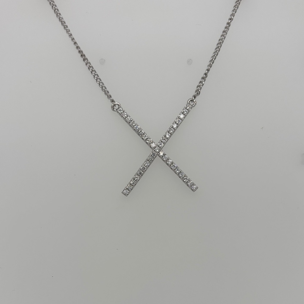 Pavé Cross Pendant Necklace in White